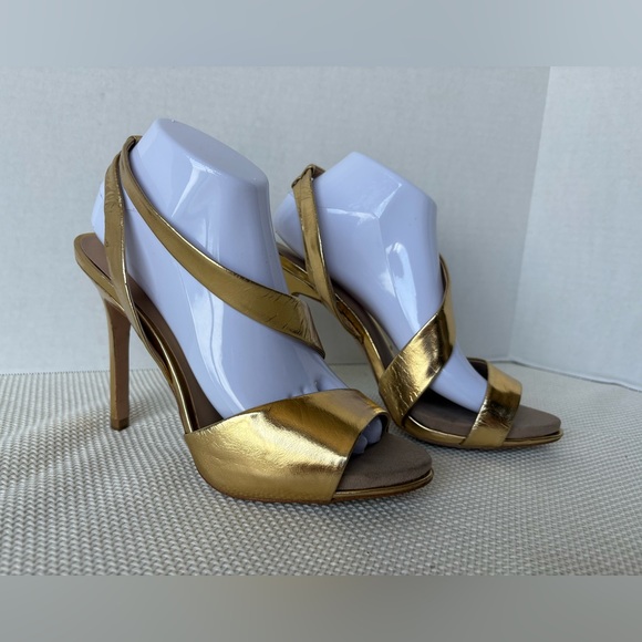 Zara Women’s Size 41 (10) Gold High Heel Sandals Ultra High Sexy Dressy - Picture 1 of 12